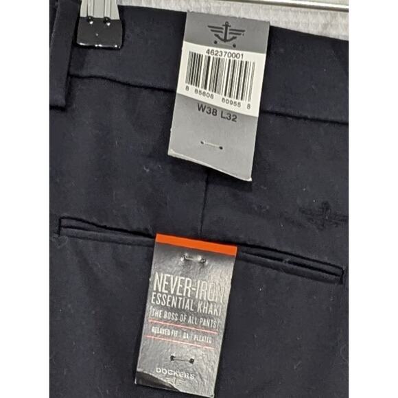 NWT@$85! DOCKERS! SLATE GRAY 100% COTTON  PLEAT FRONT/CUFF CHINO PANTS! SZ 38x32 - Picture 9 of 11
